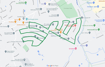 Greasby South Santa Sleigh Route